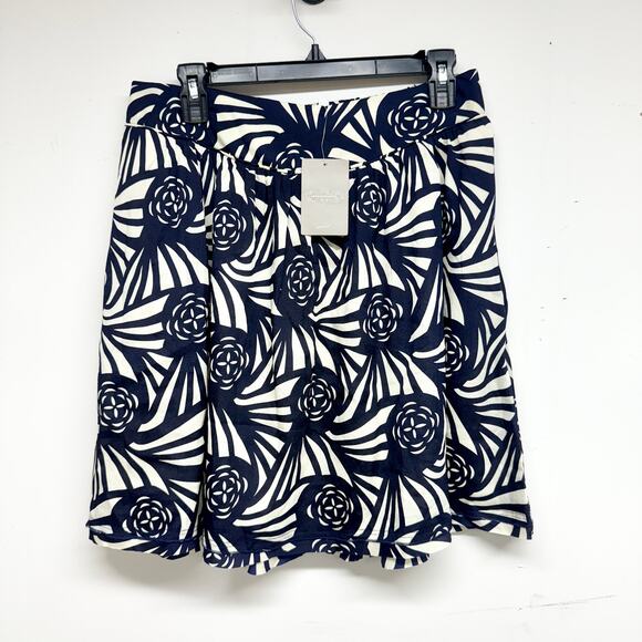 Corey Lynn Calter Womens Blue Cream Abstract Floral A Line Skirt Size M NWT - Picture 1 of 3